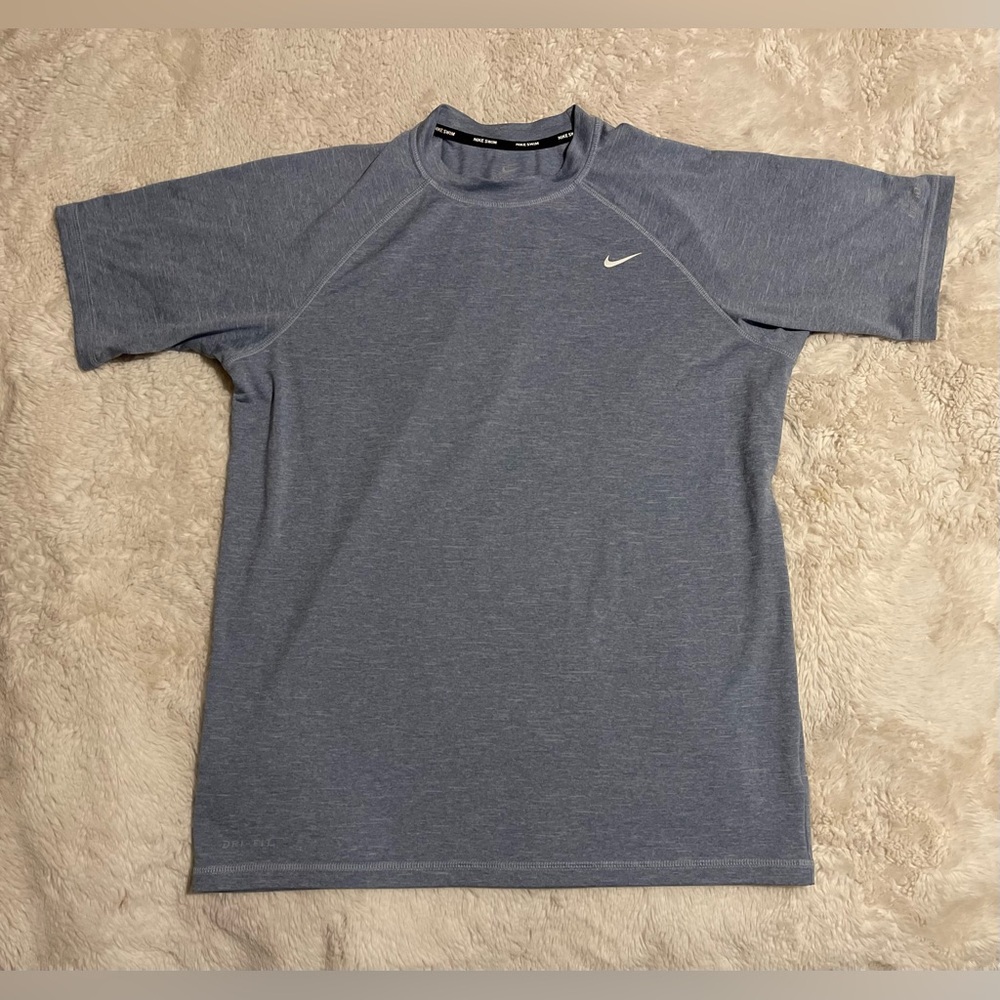 Nike Swim Dri-Fit UPF 40+ Blue Athletic Training Shirt ~ Men's Medium ~ Swimming